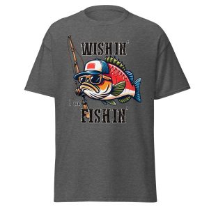 Funny Bass Fishing Shirt – Wishin’ I Was Fishin’ Graphic Tee