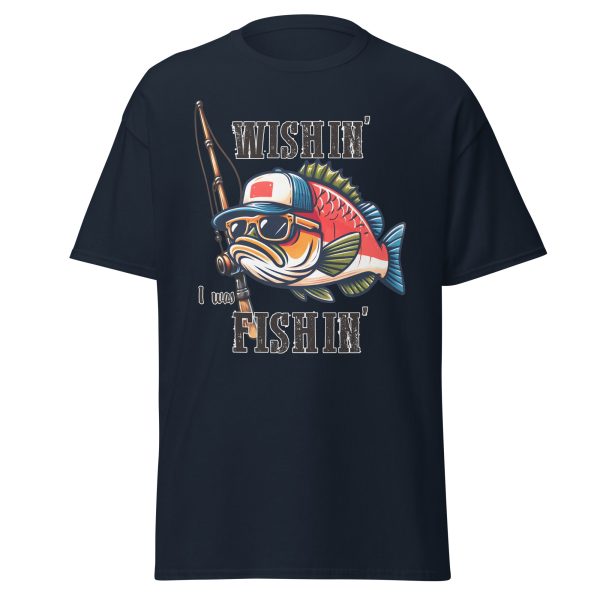 Funny Bass Fishing Shirt – Wishin' I Was Fishin' Graphic Tee - Image 6
