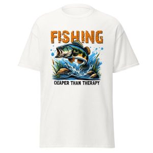 Vintage Bass Fishing Shirt – “Cheaper Than Therapy” Angler Graphic Tee