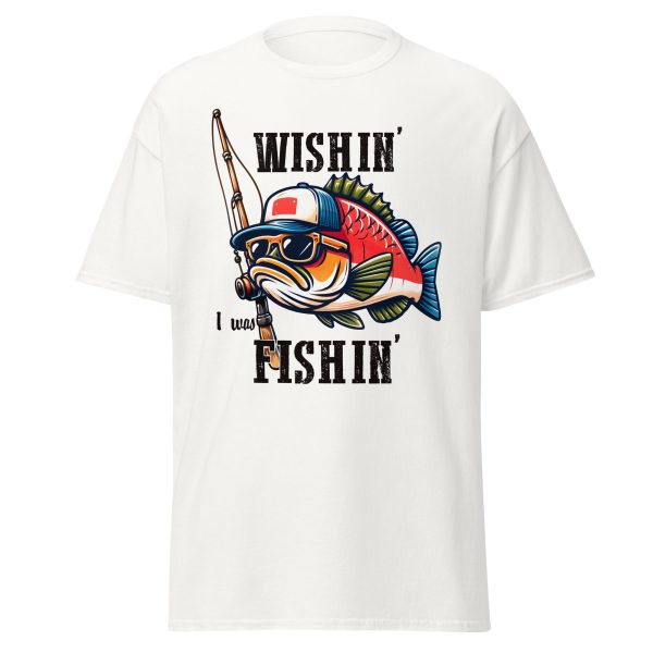 Funny Bass Fishing Shirt – Wishin' I Was Fishin' Graphic Tee - Image 10